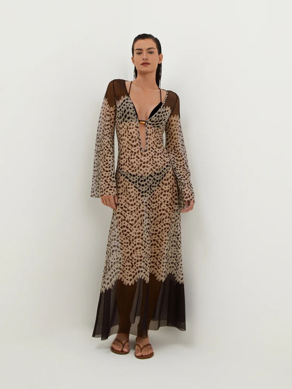 1313. CAROLINE CONSTAS sheer sexy maxi dress / long tunic Sz M NWT $238
